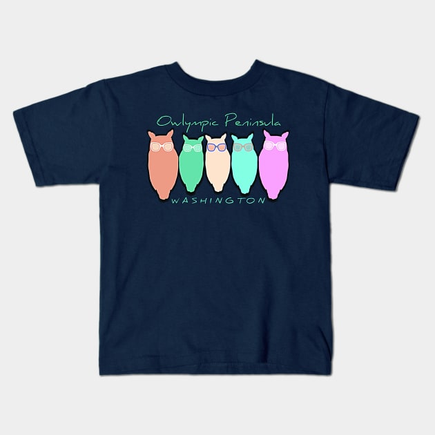 Owlympic Peninsula Washington Kids T-Shirt by TheDaintyTaurus